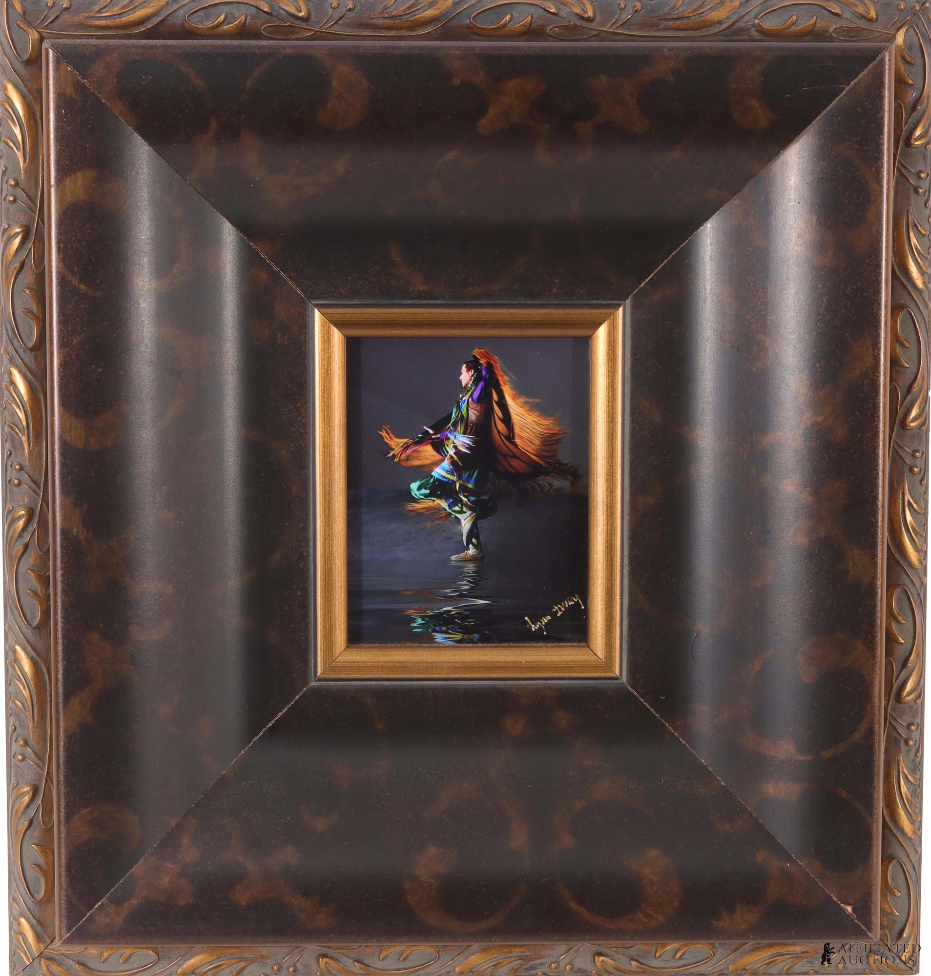 Lynn Ivory Blood Tribe dancer photograph in its wide dark ornate frame