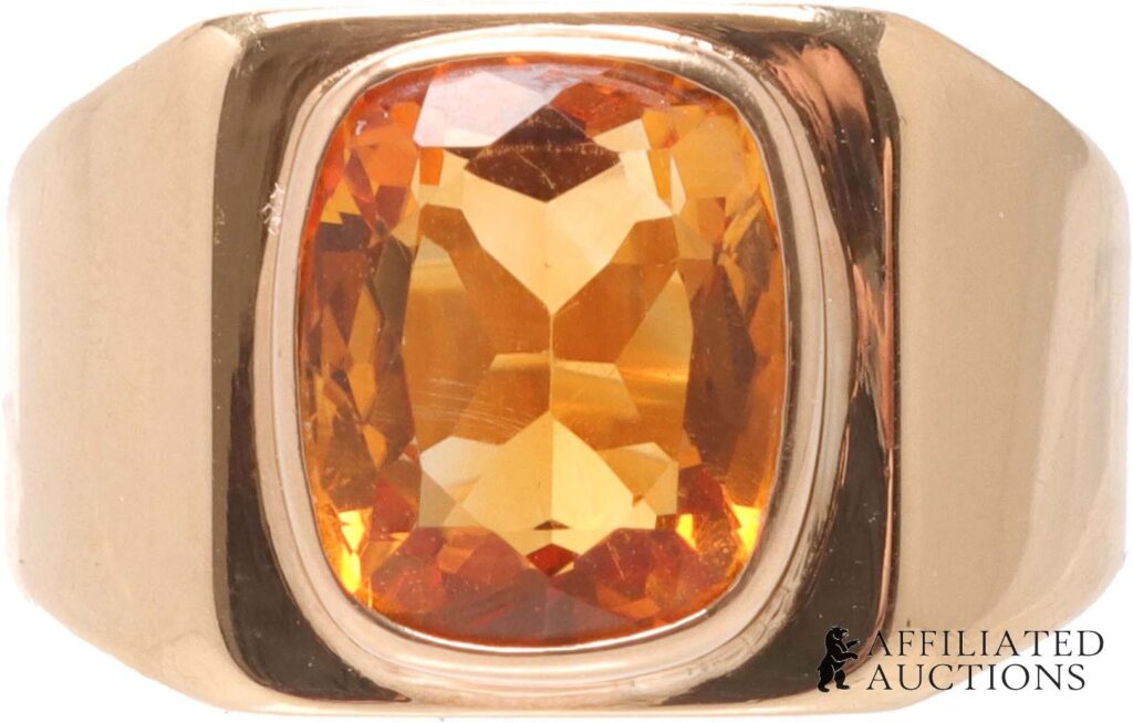14K yellow gold ring with large cushion-cut citrine